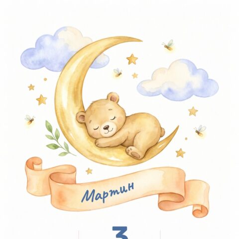 Картичка за новородено „Мече“