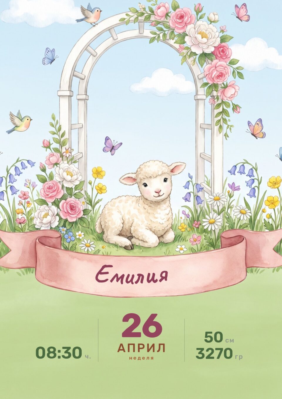 Картичка за новородено „Градина“