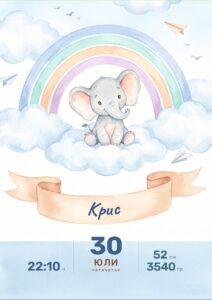 Картичка за новородено „Небе“